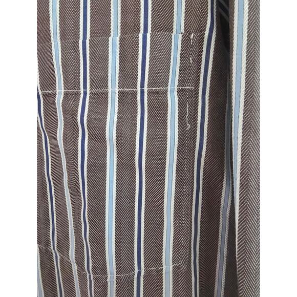 Ermenegildo Zegna Dress Shirt Men's XL Brown Blue Stripe 100% Cotton Business - Picture 5 of 10